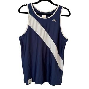 Tracksmith Blue and White Men's Van Cortlandt Singlet